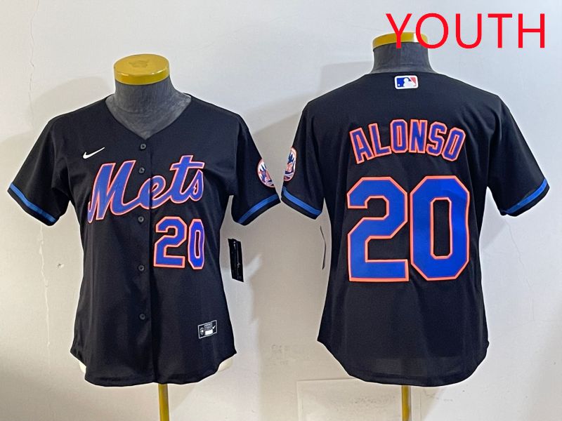 Youth 2025 New York Mets 20 Alonso Black Game Nike MLB Jersey style 10
